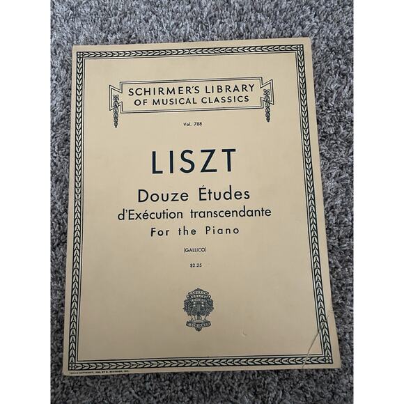 Liszt Douze Etudes d’Execution Piano Transcendante Schirmers Vol 788 Sheet Music - Picture 1 of 6